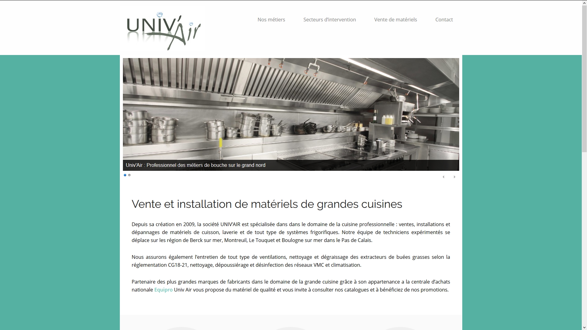 Creation du site web de la société Univ Air